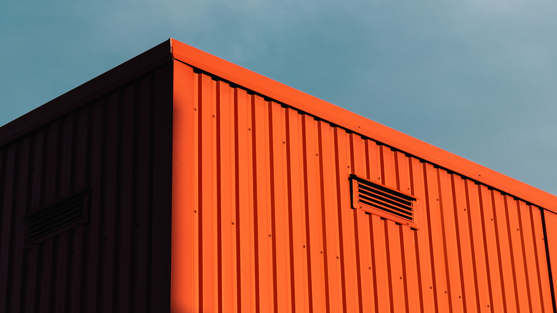 Bright red shipping container